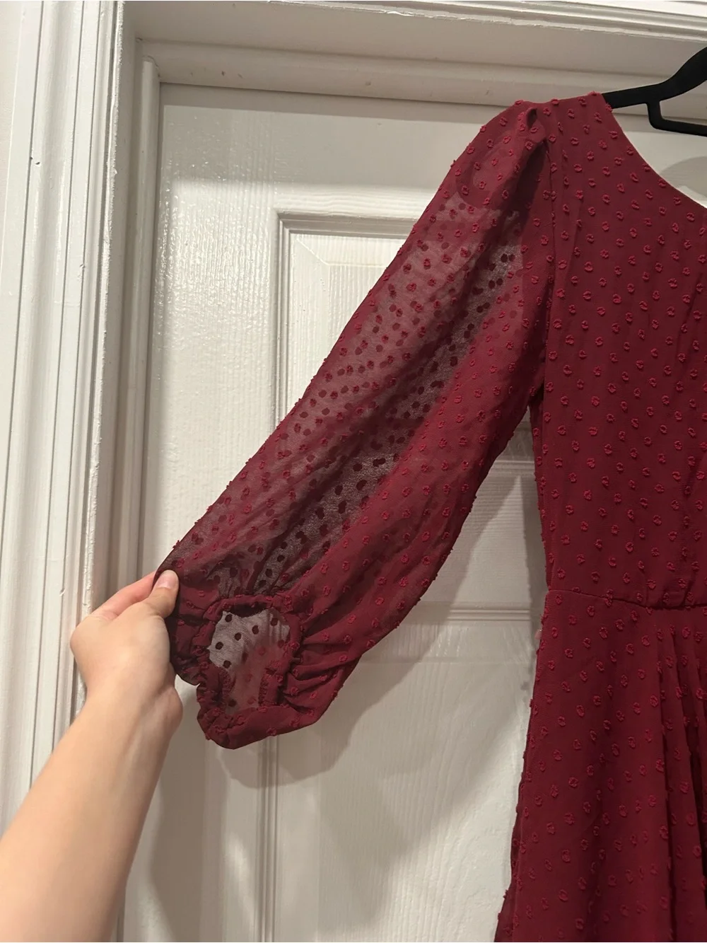 Mia Joy Joyfolie Burgundy Swiss Dot Ruffle Dress Size 12 - Picture 5 of 9